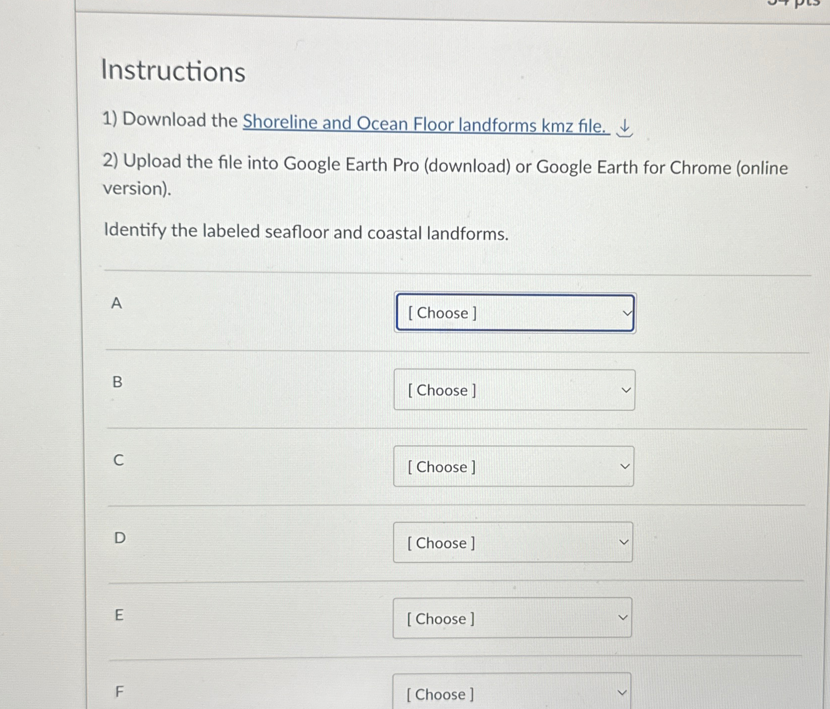 Solved InstructionsDownload the Shoreline and Ocean Floor | Chegg.com