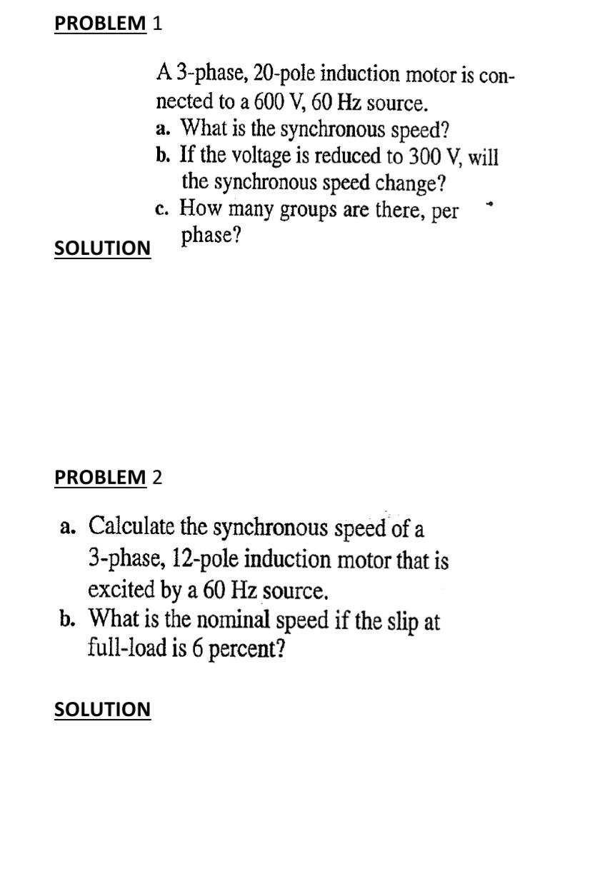 Solved PROBLEM 1 A 3-phase, 20-pole induction motor is con- | Chegg.com