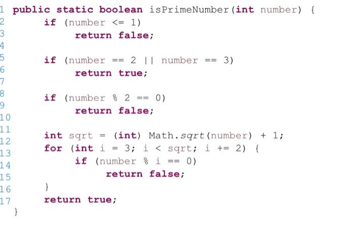 Solved 8 1 public static boolean is PrimeNumber(int number) | Chegg.com