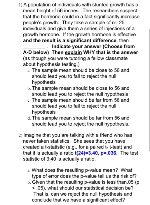 Solved 1 A population of individuals with stunted growth Chegg