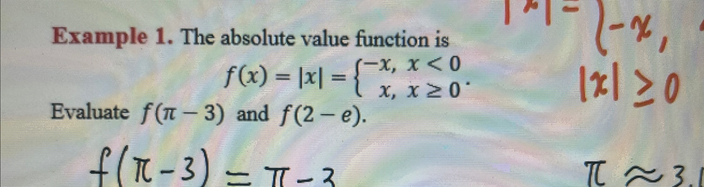 Solved Example 1. ﻿The absolute value function | Chegg.com