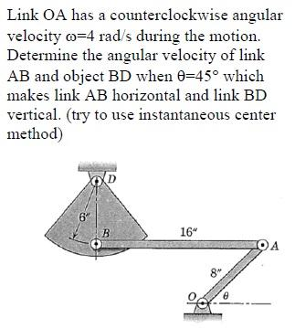 Solved Link OA has a counterclockwise angular velocity omega | Chegg.com