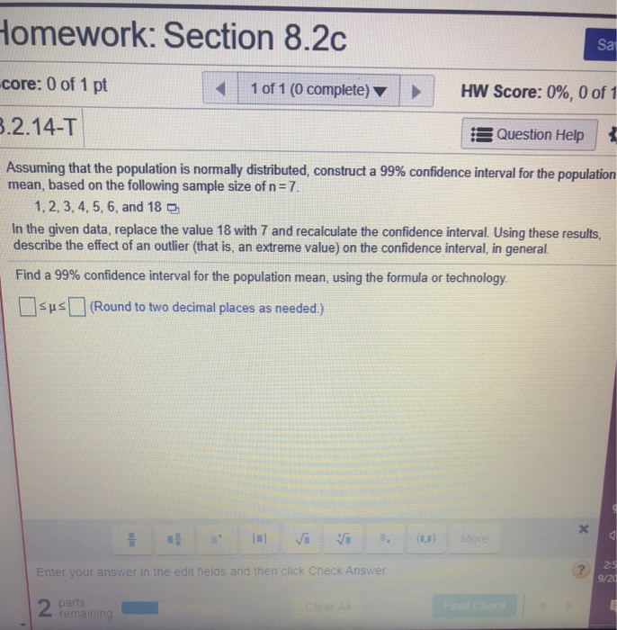 Solved Homework: Section 8.2c core: 0 of 1 pt 1 of 1 (0 | Chegg.com