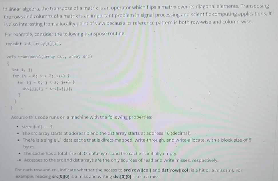 Solved in linear algebra, the transpose of a matrix is an | Chegg.com