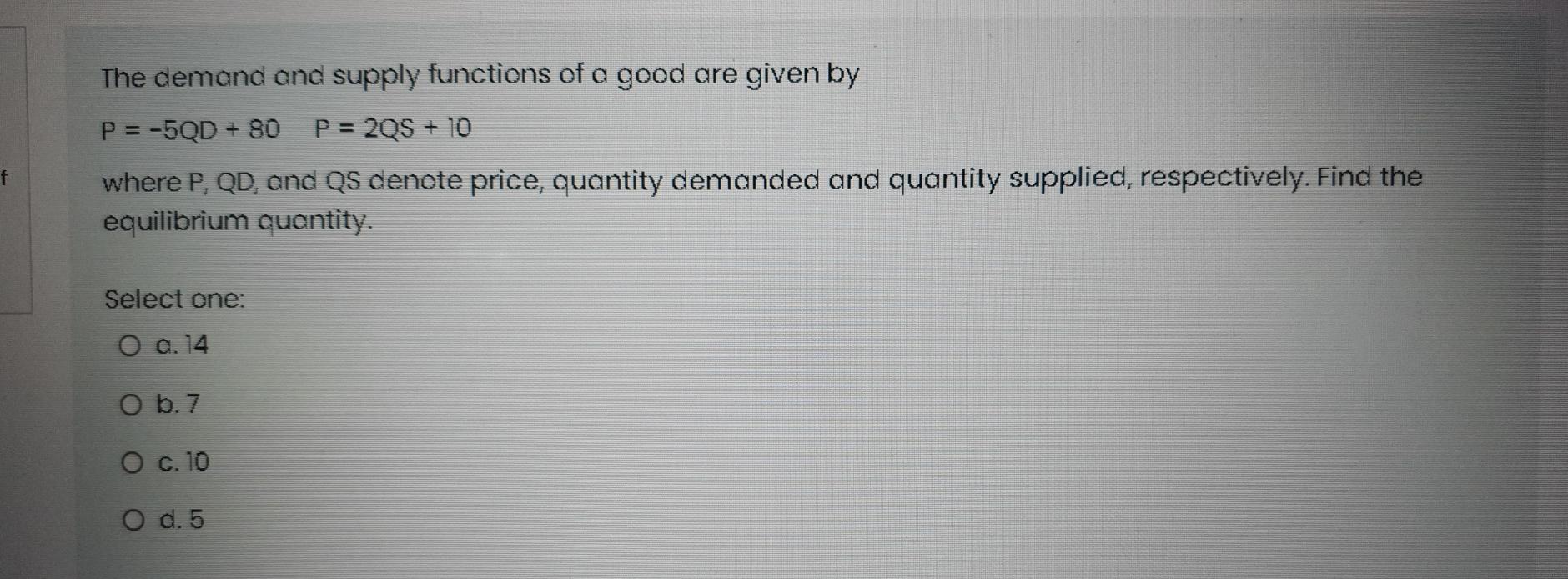 Solved The demand and supply functions of a good are given | Chegg.com