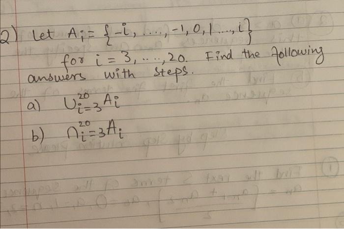 Solved ,1- , Answers 2 2 Let A; = {-i, ....,-1, 0, 1... } , | Chegg.com