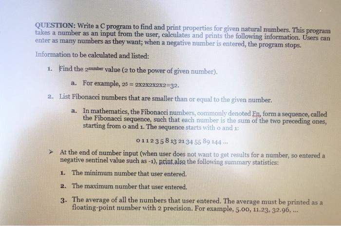Solved QUESTION: Write a C program to find and print | Chegg.com