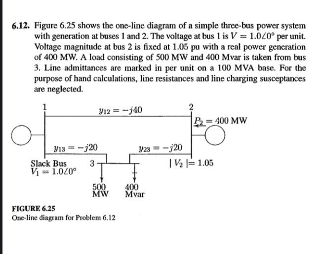 Solved 6.12. Figure 6.25 shows the one-line diagram of a | Chegg.com