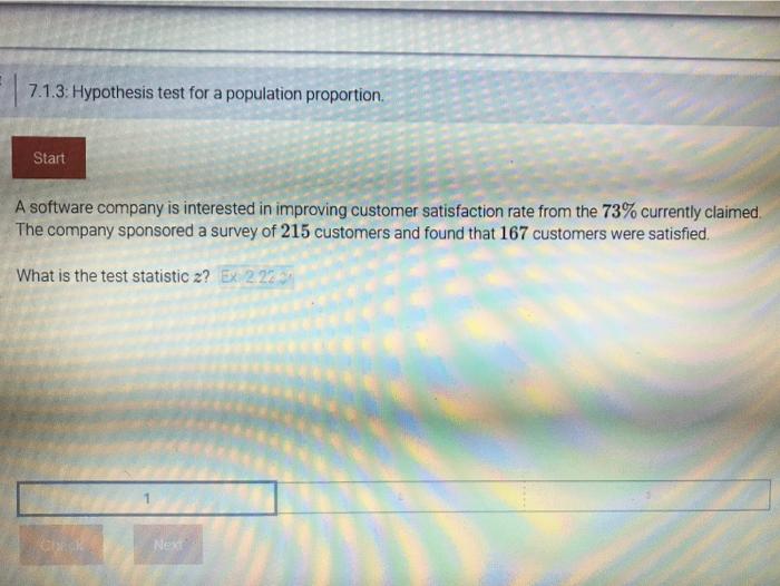 7.1.3 hypothesis test for a population proportion