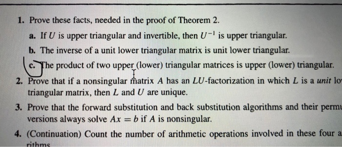 Solved 1. (c) The product of two upper (lower) triangular | Chegg.com
