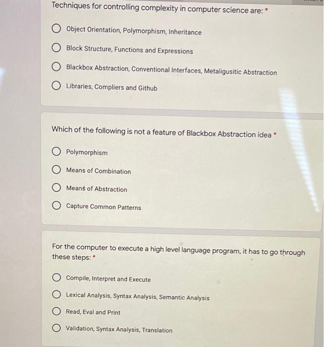 Solved Techniques for controlling complexity in computer | Chegg.com