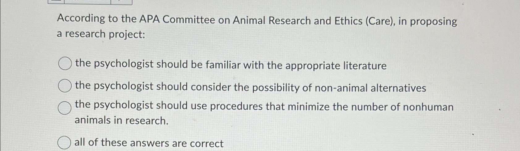 apa committee on animal research and ethics