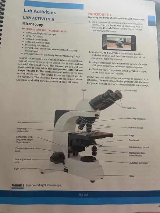 parts of a microscope worksheet answers