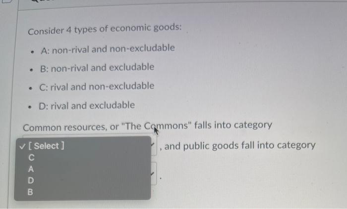 Solved Consider 4 Types Of Economic Goods A Non Rival Chegg Com