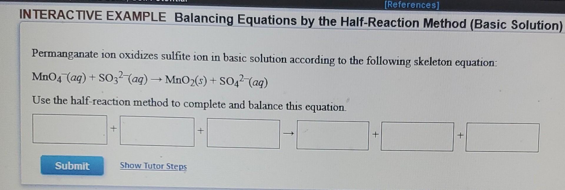 Solved [References] INTERACTIVE EXAMPLE Balancing Equations | Chegg.com