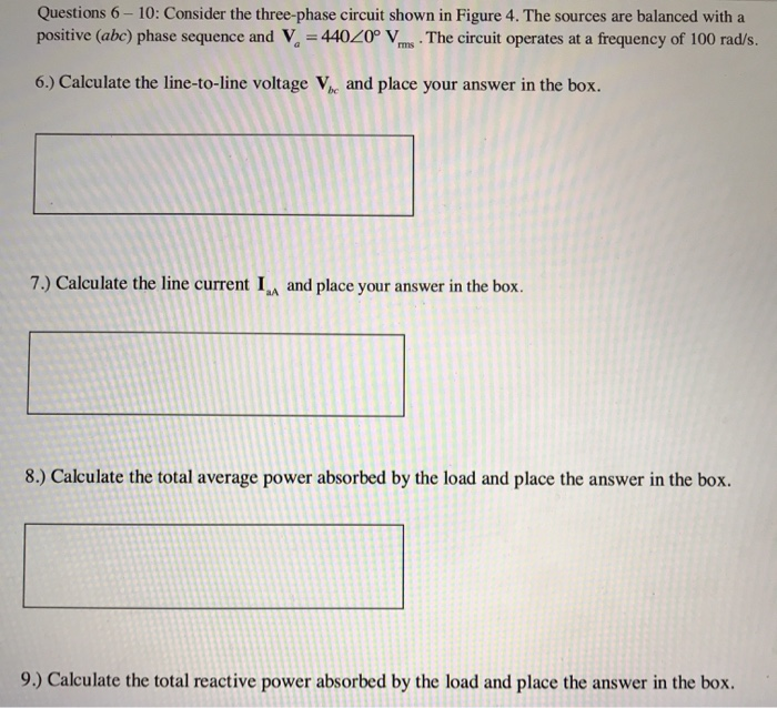 Solved Questions 6 - 10: Consider The Three-phase Circuit | Chegg.com