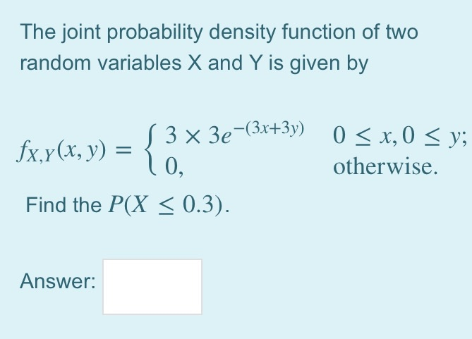 Solved The joint probability density function of two random | Chegg.com