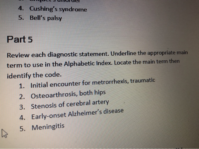 Solved Underline The Appropriate Main Term To Use On The Chegg Com