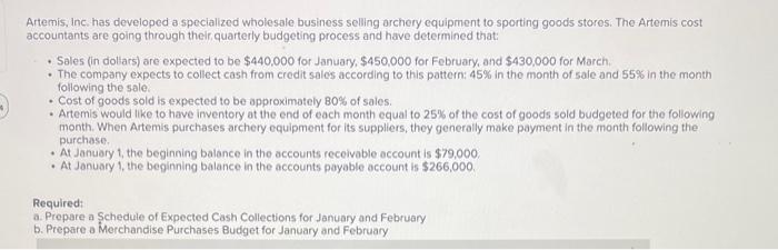 Solved Artemis Inc. has developed a specialized wholesale Chegg