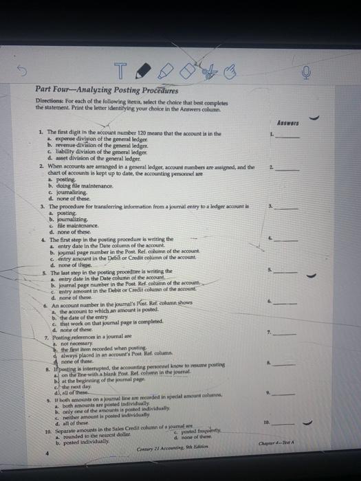 Solved Part Four-Analyzing Posting Procedures Directions for 