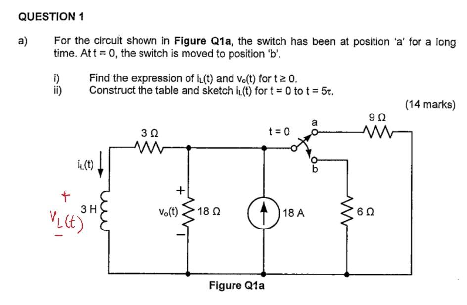 Solved Question 1 A For The Circuit Shown In Figure Q1a 