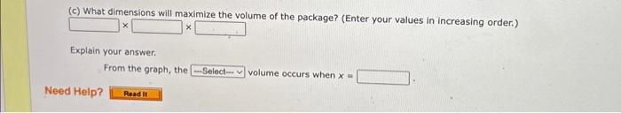 Solved (a) Write the volume V of the package as a function | Chegg.com