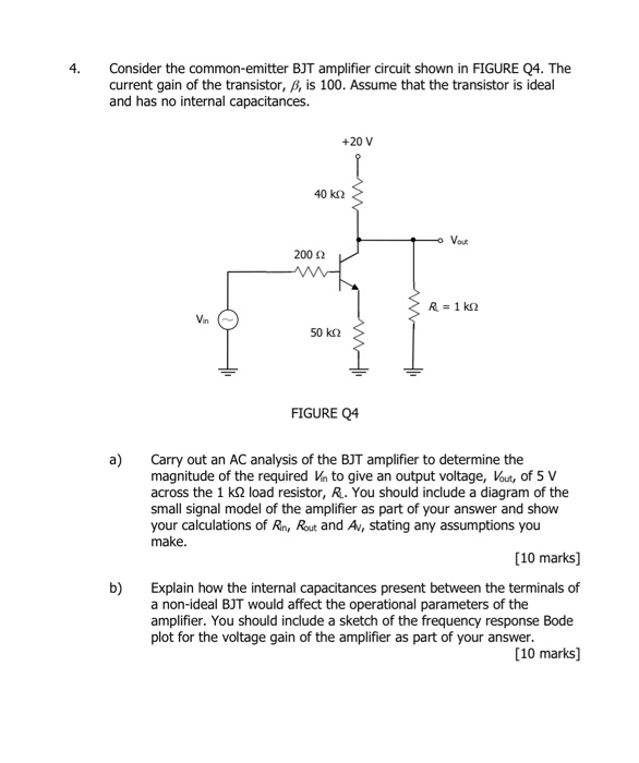 Solved 4. Consider The Common-emitter BJT Amplifier Circuit | Chegg.com