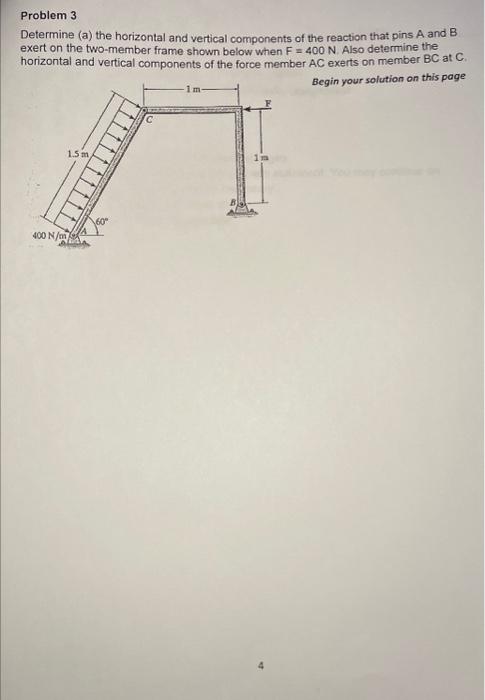 Solved Problem 3 Determine (a) the horizontal and vertical | Chegg.com