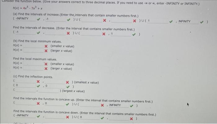 Solved Onsider The Function Below Give Your Answers 3122