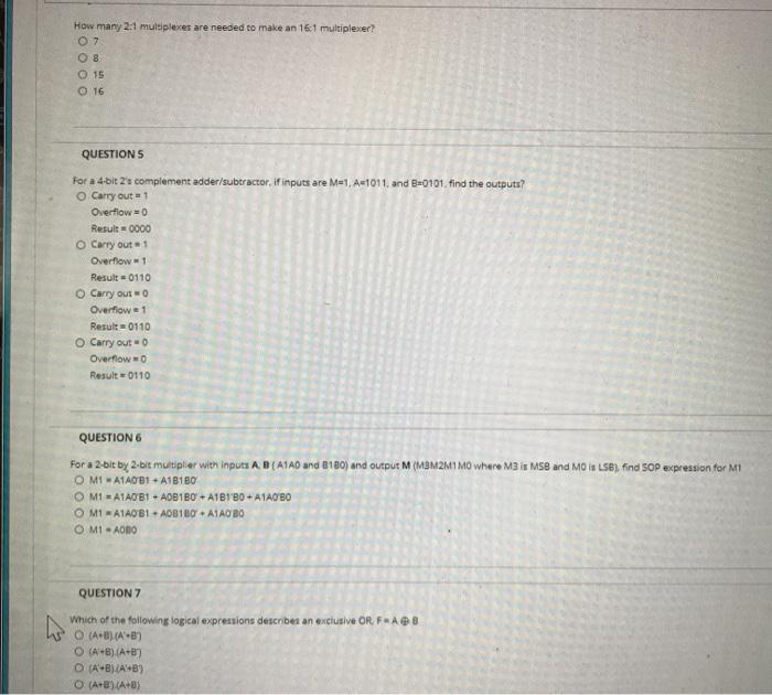 Solved How many 2:1 multiplexes are needed to make an 16.1 | Chegg.com