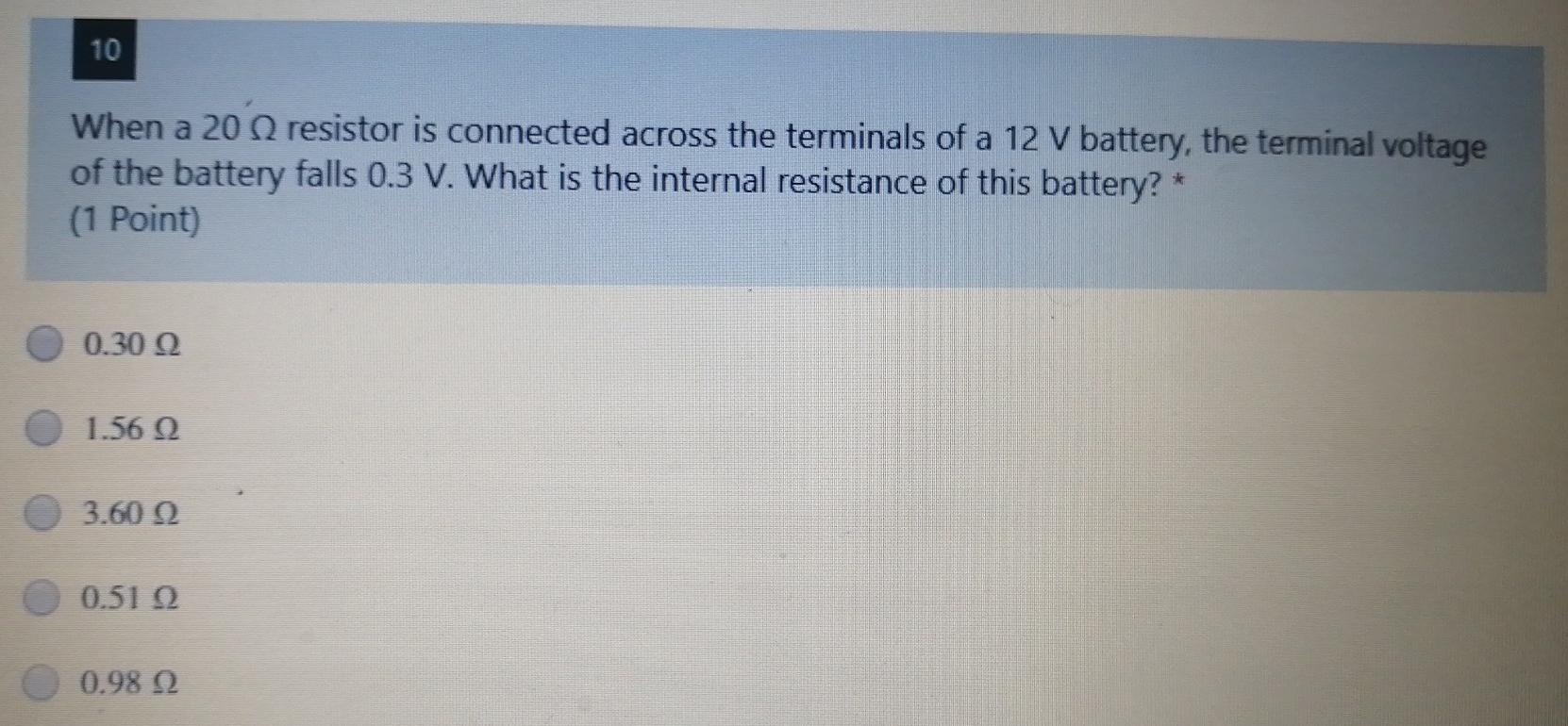 Solved When a 20 resistor is connected across the terminals