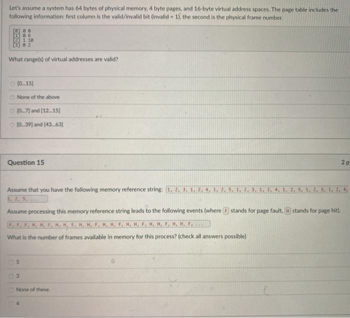 Solved Let's assume a system has 64 bytes of physical | Chegg.com