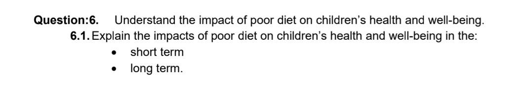 explain the causes and effects of a poor diet essay