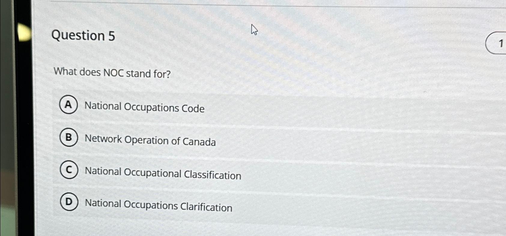 Solved Question 51What does NOC stand for?National