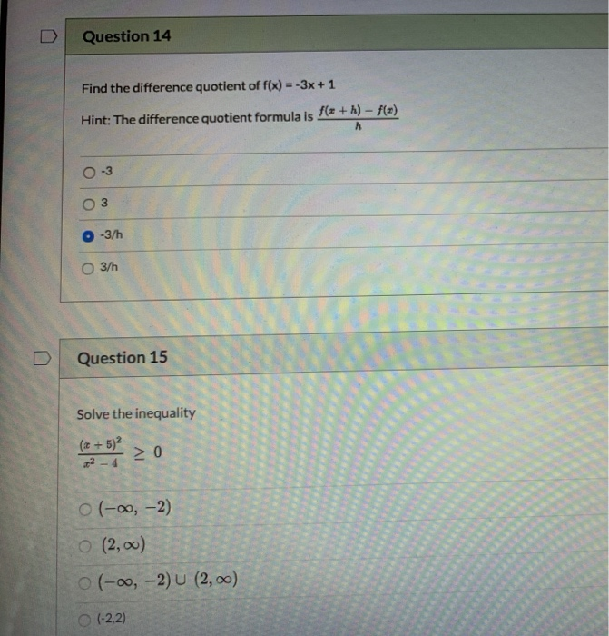 Solved Question 14 Find the difference quotient of f(x) = | Chegg.com