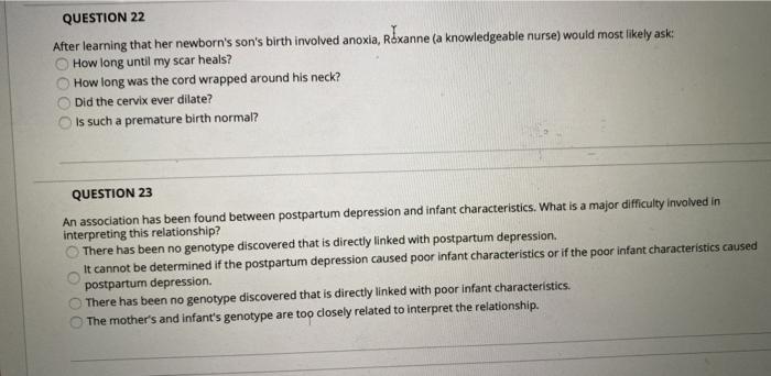 Solved QUESTION 22 After learning that her newborn's son's | Chegg.com