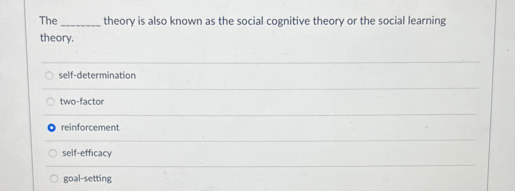 Solved The theory is also known as the social cognitive | Chegg.com