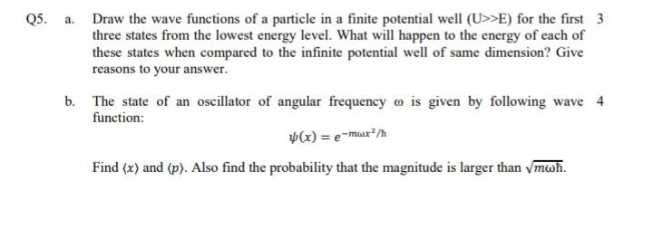 Solved a. Draw the wave functions of a particle in a finite | Chegg.com