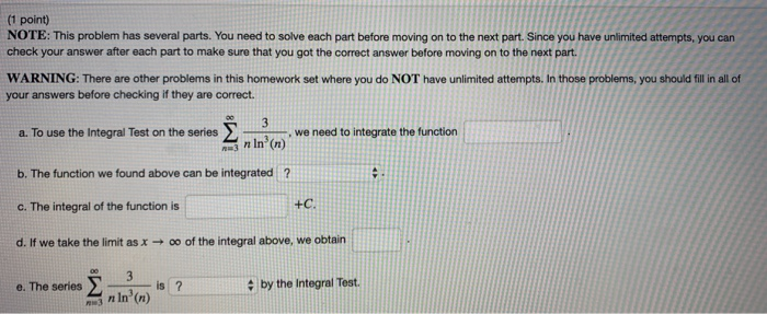 Solved (1 point) NOTE: This problem has several parts. You | Chegg.com