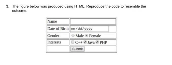Solved 3. The figure below was produced using HTML. | Chegg.com
