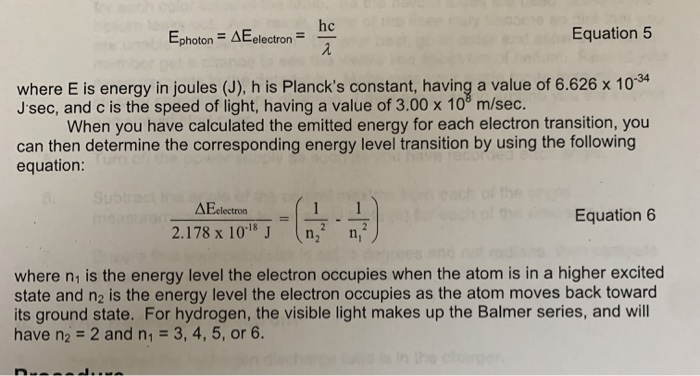 Ephoton Ae Electron Hc 2 Equation 5 Where E Is E Chegg Com