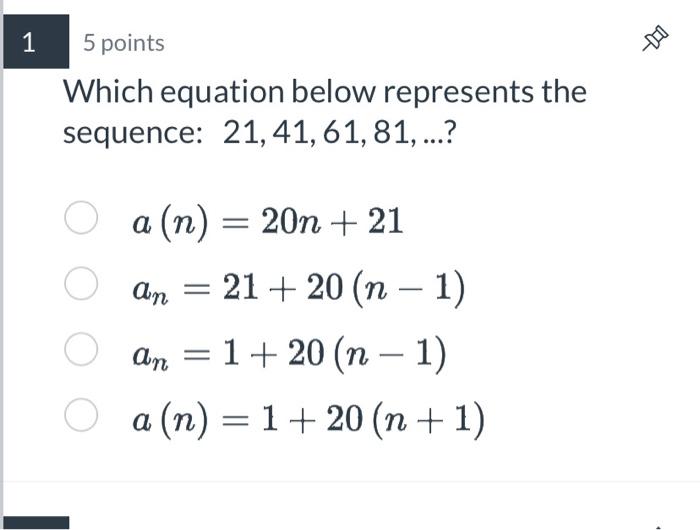 Solved Which equation below represents the sequence: | Chegg.com