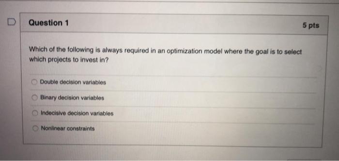 Solved Question 1 5 pts Which of the following is always | Chegg.com