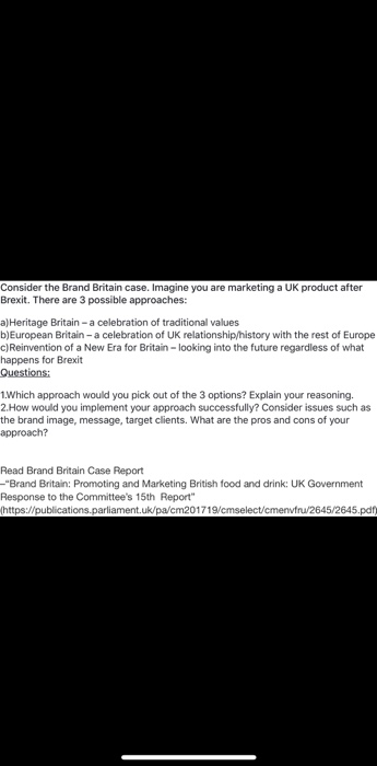 Solved Consider the Brand Britain case. Imagine you are | Chegg.com