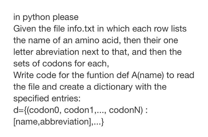 Solved in python please Given the file info.txt in which | Chegg.com