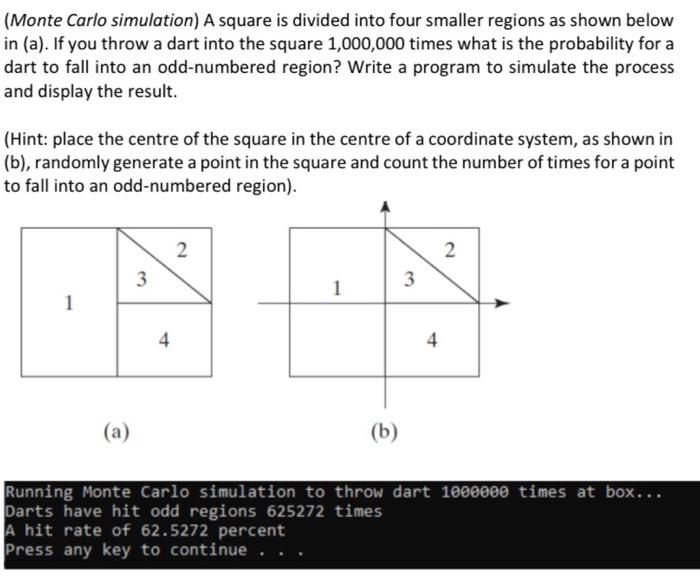 Solved (Monte Carlo simulation) A square is divided into | Chegg.com