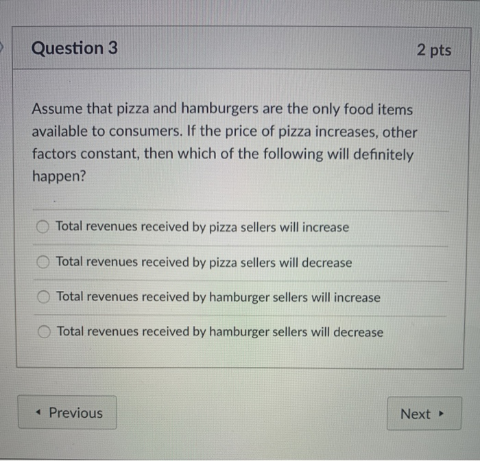 Solved Question 1 2 Pts When The Price Of A Product Is | Chegg.com