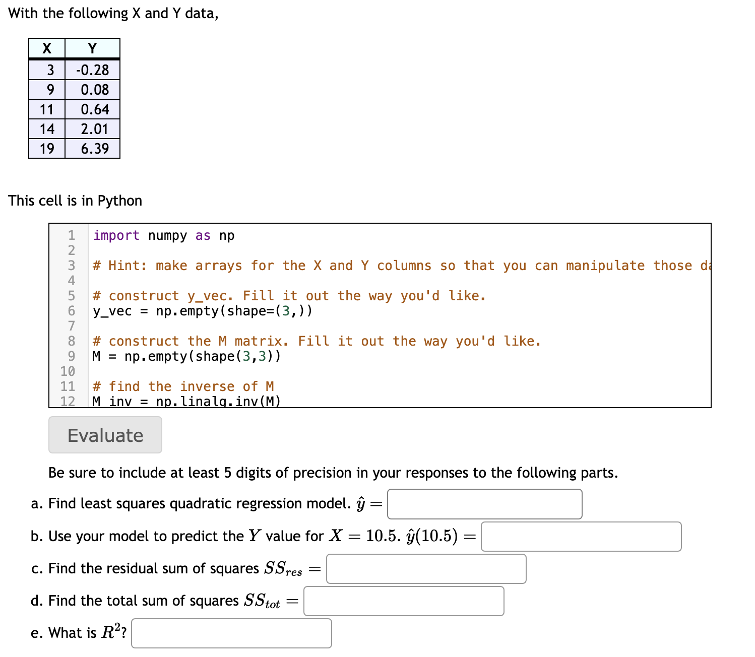 Solved With the following X ﻿and Y ﻿data,This cell is in | Chegg.com