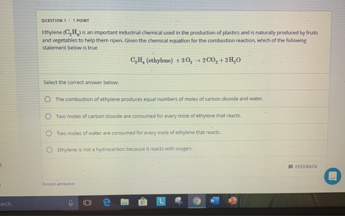 Solved QUESTION 1.1 POINT Ethylene C H is an important Chegg