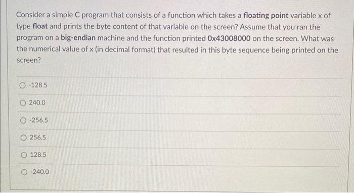 Solved Consider a simple C program that consists of a | Chegg.com
